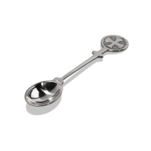 Weihrauchlöffel Messing, vernickelt mit Motiv